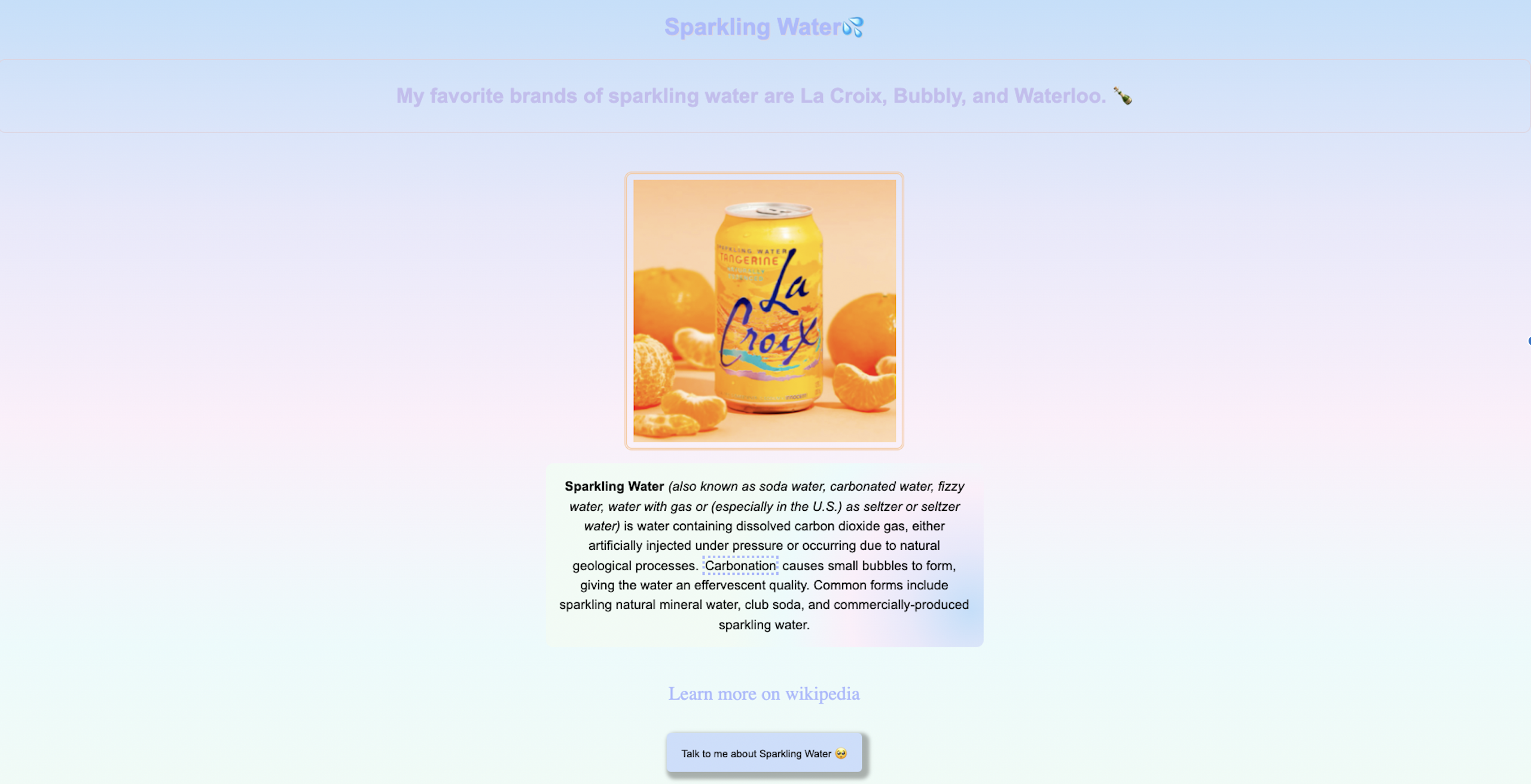preview sparkling-water project