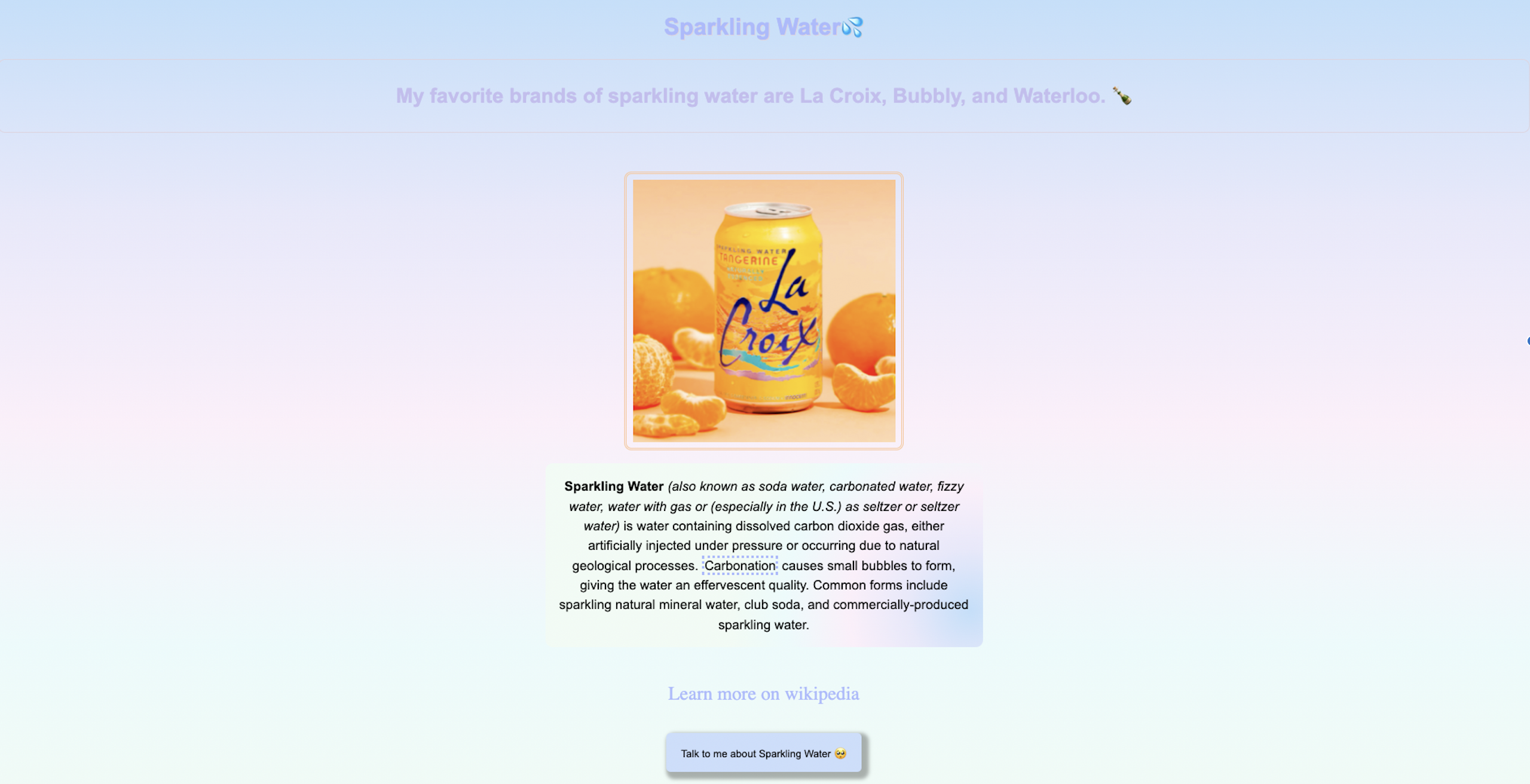 sparkling water project